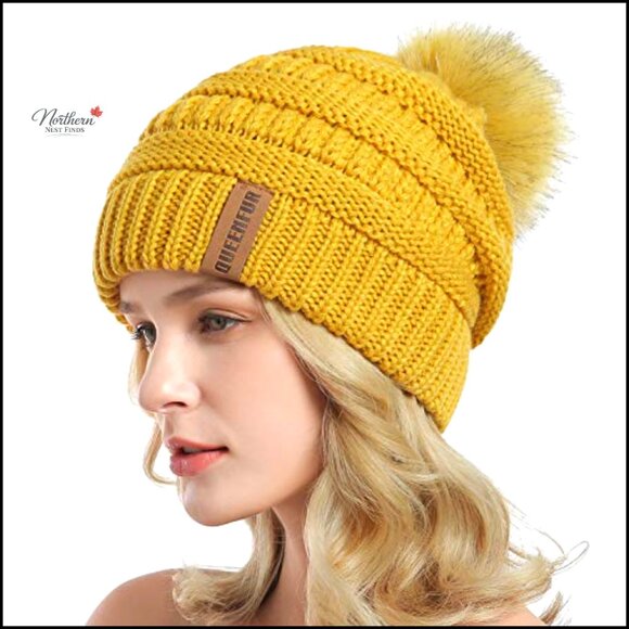 Slouchy Knit Beanie with Removable Faux Fur Pompom, One Size Fits Most - Picture 2 of 7